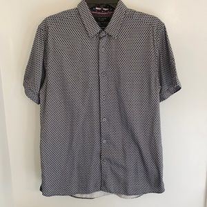 Ted Baker London Navy/White Short Sleeve Button Down Shirt with Short Sleeves.